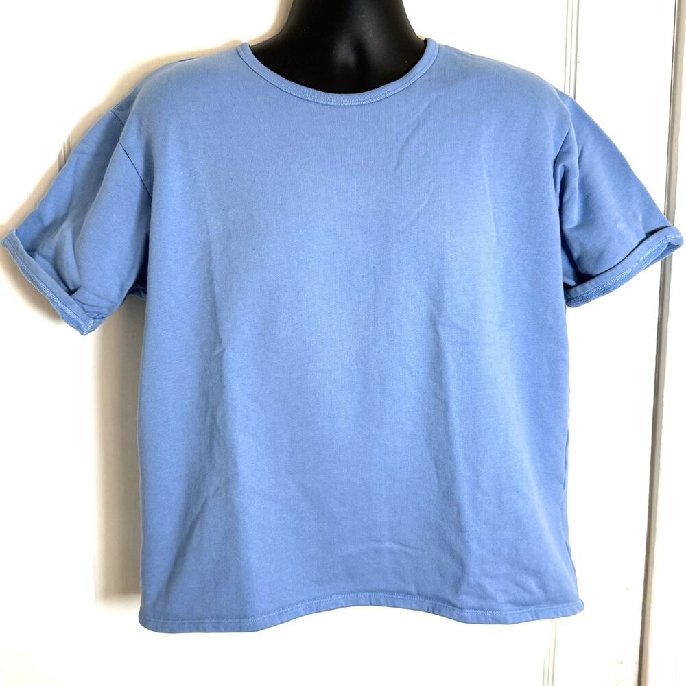 Acne Studios Sweatshirt Sz L Mens Short Sleeves Light Blue 100% Cotton Portugal